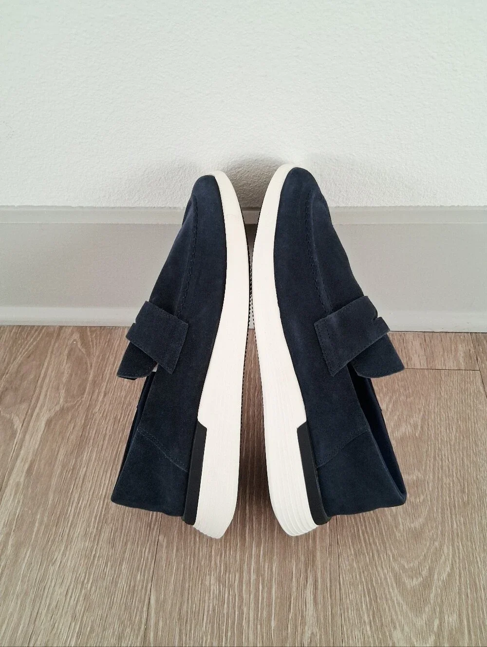 Wolf & Shepherd Crossover Loafer In Navy Suede